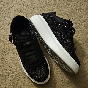 Alexander McQueen Black Glitter Sneakers